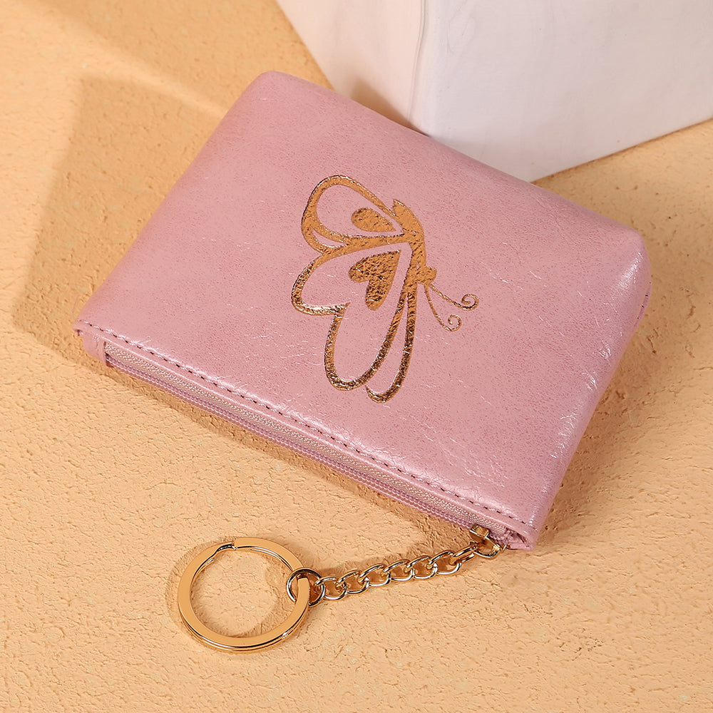 54 Lacquered Butterfly Pattern Mini Wallet PU Leather Zipper Coin Purse with Key Ring 54 Lacquered Butterfly Pattern Mini Wallet PU Leather Zipper Coin Purse with Key Ring